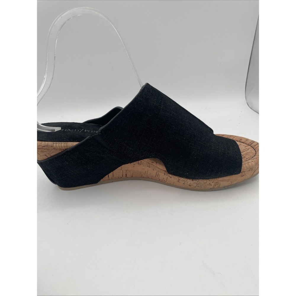 Donald Pliner Gerie Women's Size 10M Black Leather Cork Wedge Thong Sandals - Picture 5 of 11